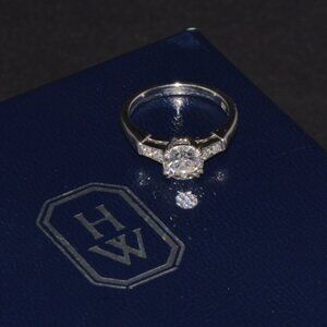 Genuine Harry Winston GIA Certified .77CT Diamond Tryst Platinum Engagement Ring